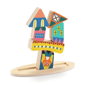 Lesen stolp sestavljen iz barvitih blokov Djeco Ze Staka Boom.