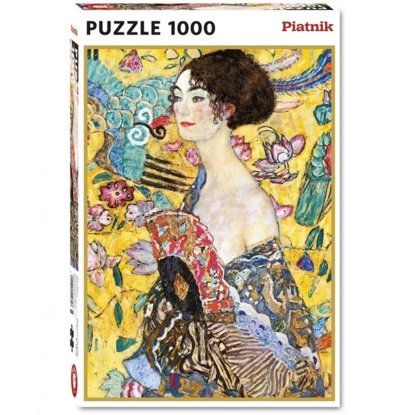 puzzle-sestavljanka-piatnik-klimt-dama-pahljaco-1000-kosov-skatla